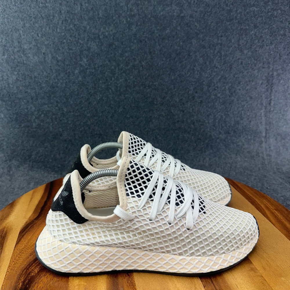 Adidas Deerupt Runner Shoes Womens 7 White Mesh Running Sneakers CQ2913 Casual